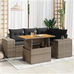 vidaXL 5-delige Loungeset met kussens poly rattan grijs