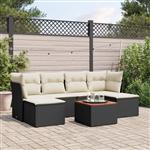 vidaXL 7-delige Loungeset met kussens poly rattan zwart