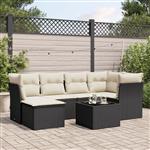 vidaXL 7-delige Loungeset met kussens poly rattan zwart