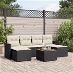 vidaXL 7-delige Loungeset met kussens poly rattan zwart