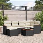 vidaXL 7-delige Loungeset met kussens poly rattan zwart