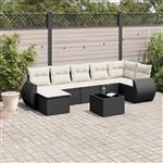 vidaXL 7-delige Loungeset met kussens poly rattan zwart