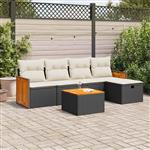 vidaXL 6-delige Loungeset met kussens poly rattan zwart