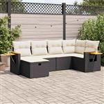 vidaXL 6-delige Loungeset met kussens poly rattan zwart