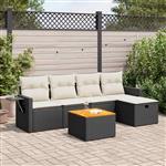 vidaXL 6-delige Loungeset met kussens poly rattan zwart