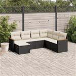 vidaXL 7-delige Loungeset met kussens poly rattan zwart