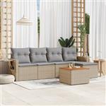 vidaXL 6-delige Loungeset met kussens poly rattan gemengd beige