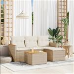 vidaXL 5-delige Loungeset met kussens poly rattan beige