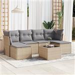 vidaXL 7-delige Loungeset met kussens poly rattan beige