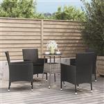 vidaXL 5-delige Bistroset met kussens poly rattan zwart