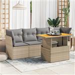 vidaXL 5-delige Loungeset met kussens poly rattan beige