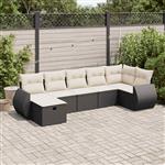 vidaXL 7-delige Loungeset met kussens poly rattan zwart