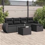 vidaXL 6-delige Loungeset met kussens poly rattan zwart