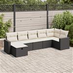 vidaXL 7-delige Loungeset met kussens poly rattan zwart