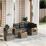 vidaXL 6-delige Loungeset met kussens poly rattan grijs