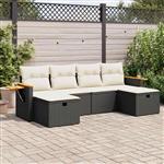 vidaXL 6-delige Loungeset met kussens poly rattan zwart