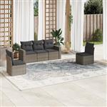 vidaXL 5-delige Loungeset met kussens poly rattan grijs