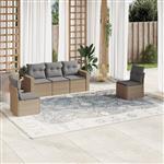 vidaXL 5-delige Loungeset met kussens poly rattan beige