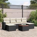 vidaXL 7-delige Loungeset met kussens poly rattan zwart