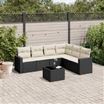 vidaXL 7-delige Loungeset met kussens poly rattan zwart