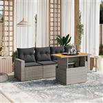 vidaXL 5-delige Loungeset met kussens poly rattan grijs