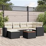 vidaXL 7-delige Loungeset met kussens poly rattan zwart