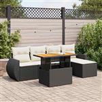 vidaXL 6-delige Loungeset met kussens poly rattan zwart