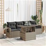 vidaXL 5-delige Loungeset met kussens poly rattan grijs