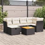 vidaXL 7-delige Loungeset met kussens poly rattan zwart