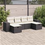 vidaXL 6-delige Loungeset met kussens poly rattan zwart