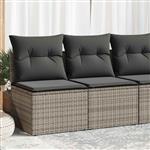 vidaXL 2-delige Loungeset met kussens poly rattan acacia grijs