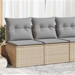 vidaXL 2-delige Loungeset met kussens poly rattan acacia beige