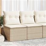 vidaXL 2-delige Loungeset met kussens poly rattan acacia beige