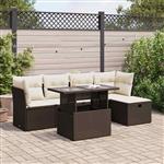 vidaXL 6-delige Loungeset met kussens poly rattan bruin