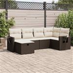 vidaXL 6-delige Loungeset met kussens poly rattan bruin