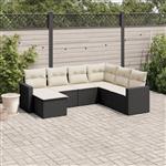 vidaXL 7-delige Loungeset met kussens poly rattan zwart