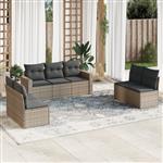 vidaXL 7-delige Loungeset met kussens poly rattan grijs