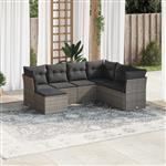 vidaXL 7-delige Loungeset met kussens poly rattan grijs