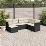 vidaXL 7-delige Loungeset met kussens poly rattan zwart