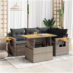 vidaXL 4-delige Loungeset met kussens poly rattan acacia grijs