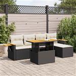 vidaXL 7-delige Loungeset met kussens poly rattan acacia zwart