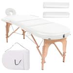 vidaXL Massagetafel inklapbaar 4 cm dik met 2 bolsters ovaal wit