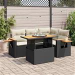 vidaXL 4-delige Loungeset met kussens poly rattan acacia zwart