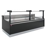 Geventileerde vitrinetoonbank, met reserve, verticale ruit 90&#176; met zuigerlift - full black 