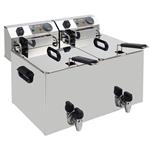 Elektrische friteuse tafelmodel 2x 10 liter + aftapkraan | Diamond | WR-EF20-S2