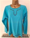 Turquoise Flower Power Sweater Longsleeve - Medium