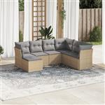 vidaXL 7-delige Loungeset met kussens poly rattan beige