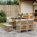 vidaXL 9-delige Tuinset met kussens poly rattan beige