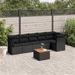 vidaXL 7-delige Loungeset met kussens poly rattan zwart