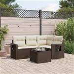 vidaXL 5-delige Loungeset met kussens poly rattan bruin